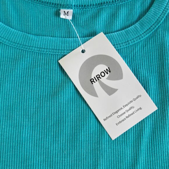 Teal Ribbed Sleeveless Fitted Tank Top - Medium - Picture 3 of 3